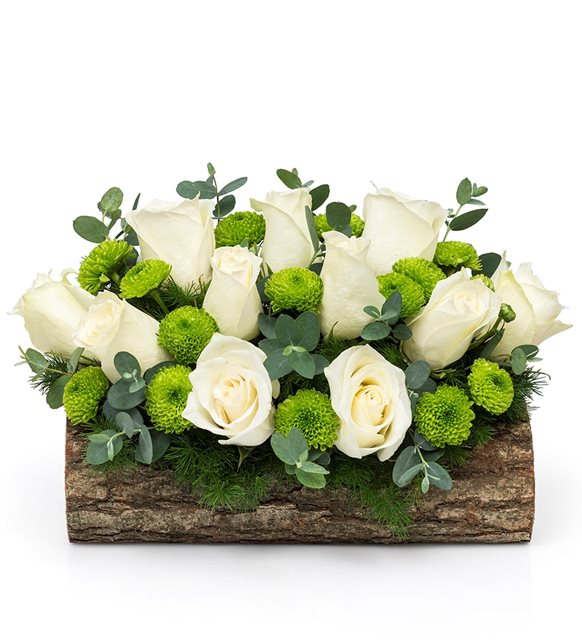 Kütükte Beyaz Güller
